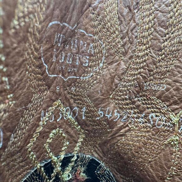 Nocona Men’s Size 8D Brown Leather Western Cowboy Boots Ostrich Print Square Toe - Picture 7 of 8